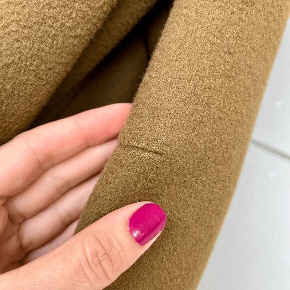 1950s Versailles Olive Wool Swing Coat Persian Lamb Fur Collar Union Made Canada - Picture 3 of 13